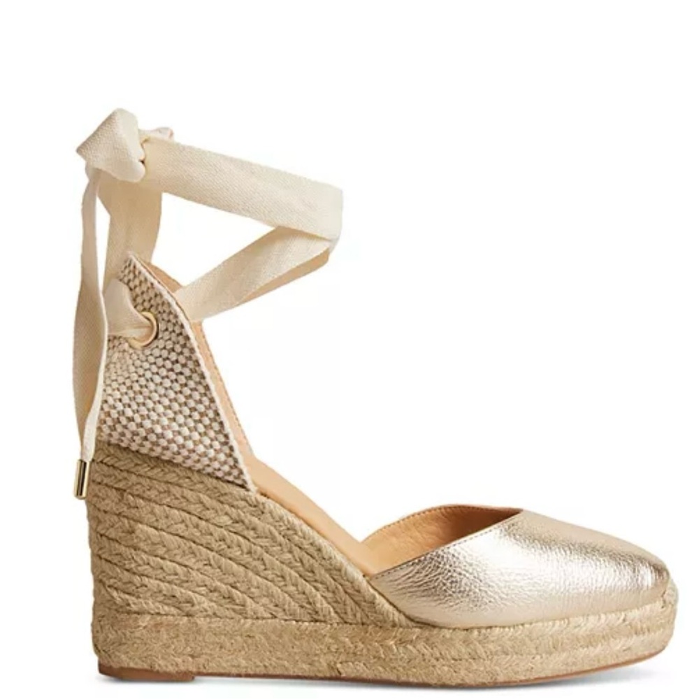 Ted Baker Gold Espadrille Wedges